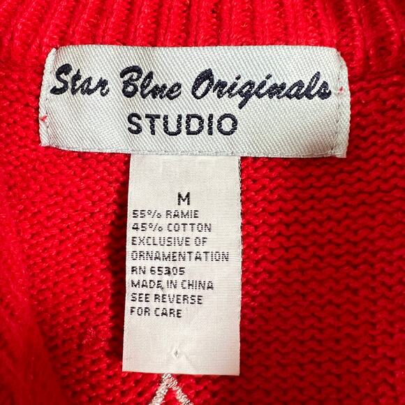 Vintage Scottie Dog Christmas Sweater Vest Red Size Medium Holiday Comfy - Picture 4 of 6